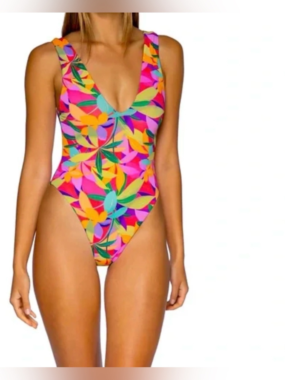 B swim L190 Reversible Plunge One Piece Swimsuit - Tropical Glow
Small
NWOT